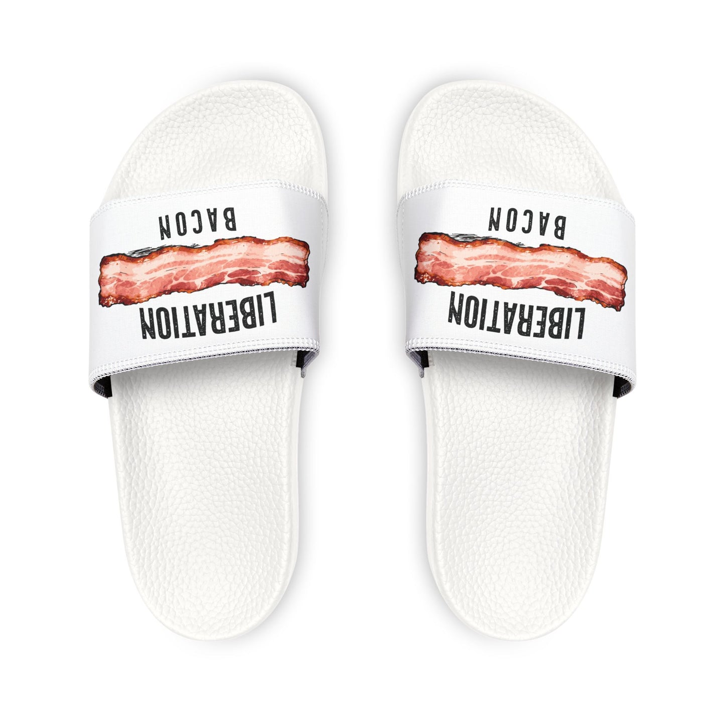 Bacon Liberation Sandals - Fun Men’s Summer Footwear, Trendy Beach Slippers, Comfortable Pool Shoes, Funny Gift for Food Lovers