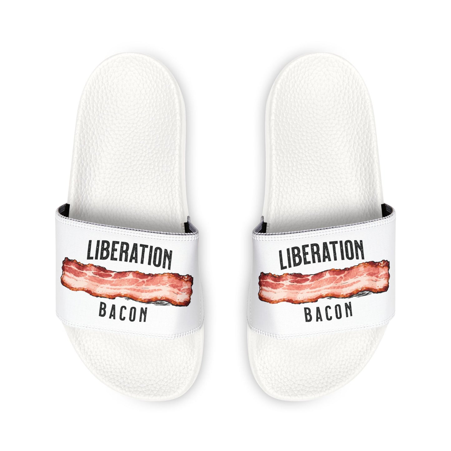 Bacon Liberation Sandals - Fun Men’s Summer Footwear, Trendy Beach Slippers, Comfortable Pool Shoes, Funny Gift for Food Lovers